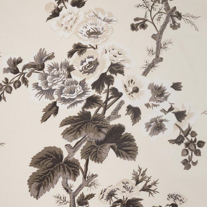 Schumacher Luxury Designer "Pyne Hollyhock" Charcoal Floral White Grey Cushion Pillow Sofa Cover