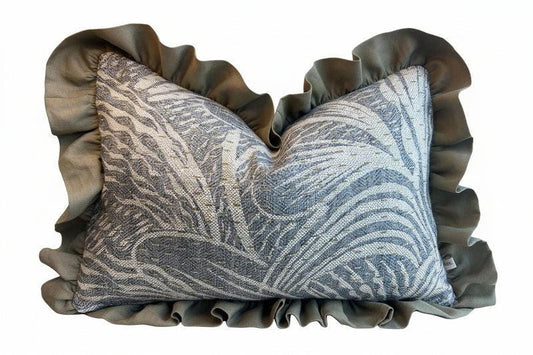 Cushions Made In Fermoie Savernake Linen Luxury Designer Decorative Pale Blue Cushion Pillow Throw Cover Green Ruffle Frill