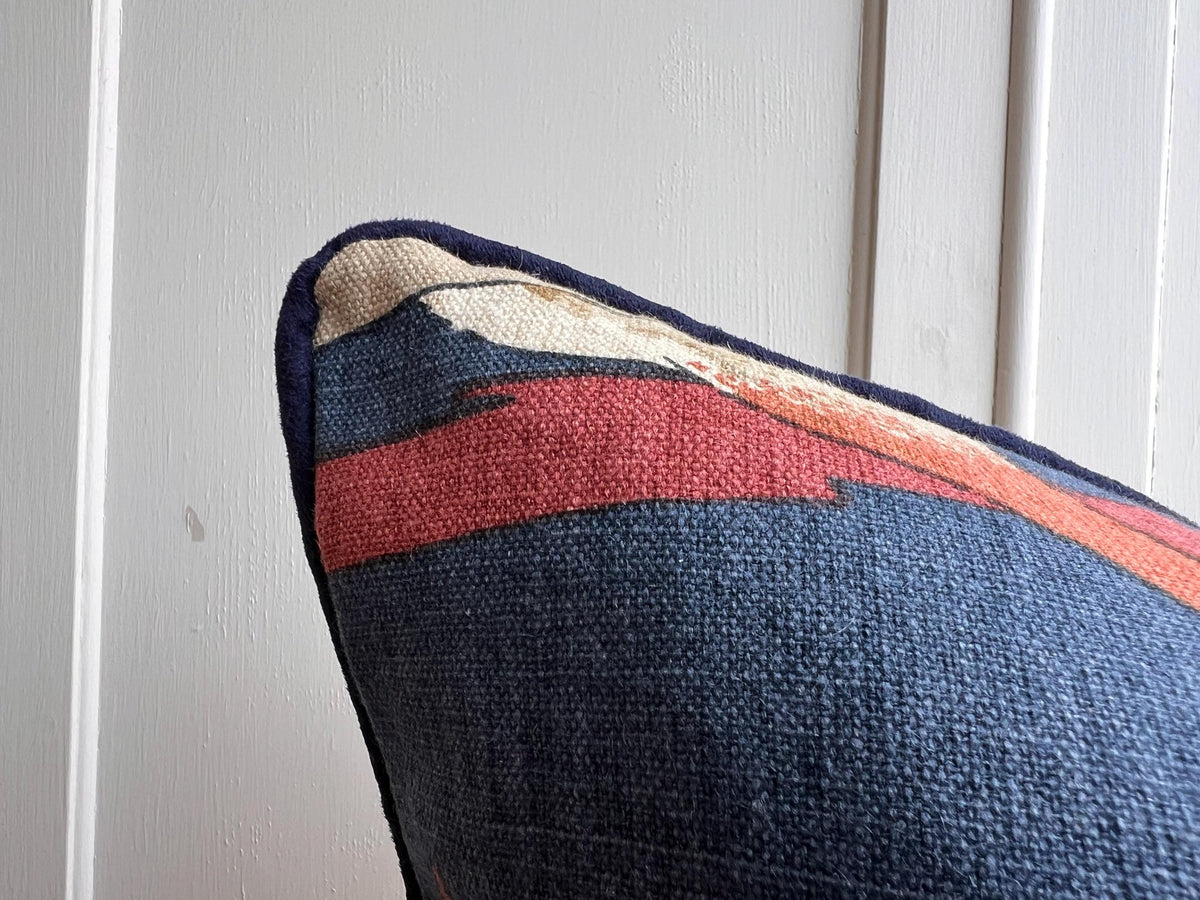 Mulberry Flying Ducks Navy Red Luxury Cushion Pillow Cover Lumbar Rectangular