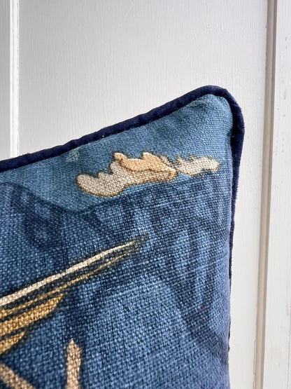 Mulberry Flying Ducks Navy Red Luxury Cushion Pillow Cover Lumbar Rectangular
