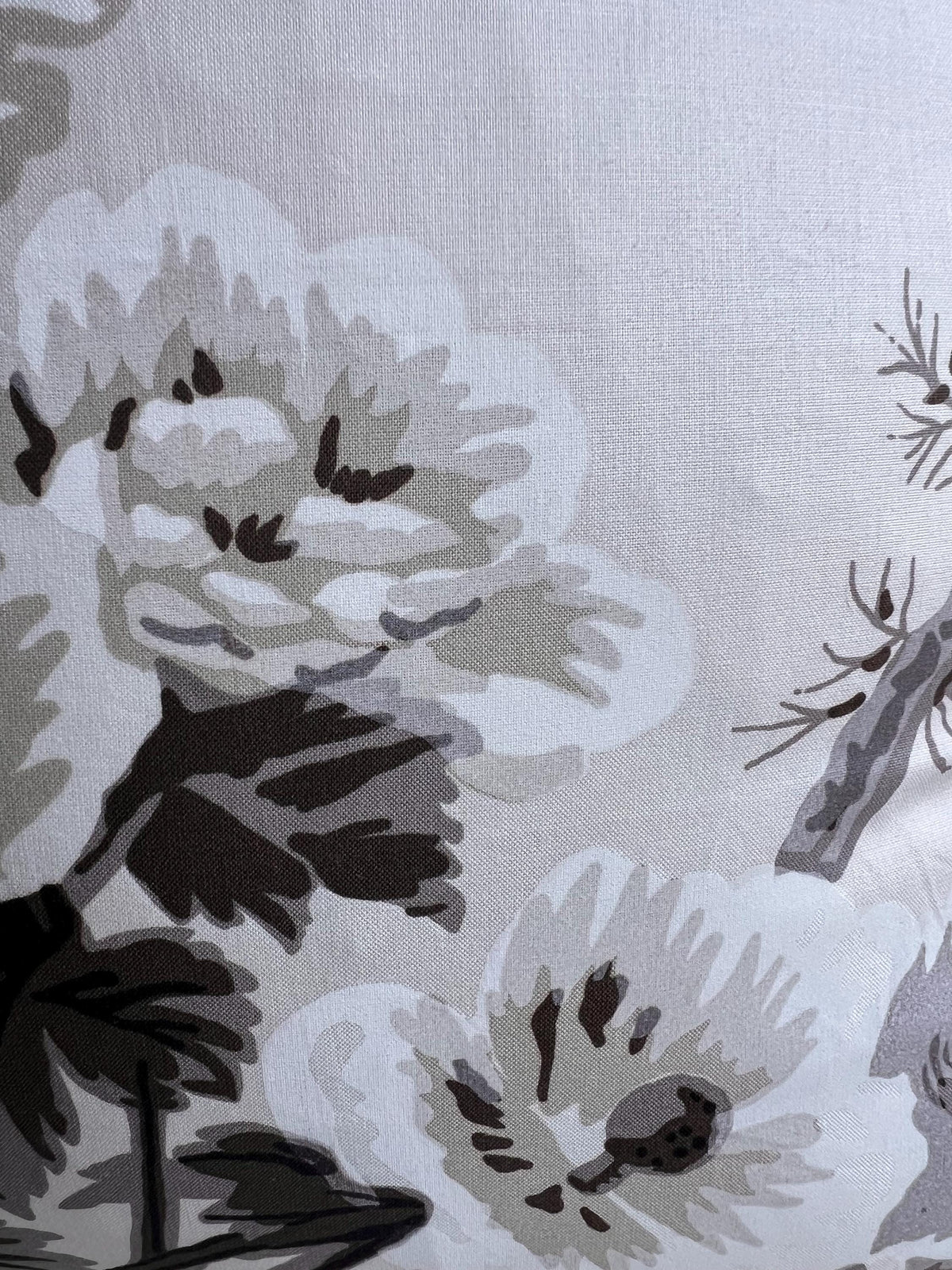 Schumacher Luxury Designer "Pyne Hollyhock" Charcoal Floral White Grey Cushion Pillow Sofa Cover