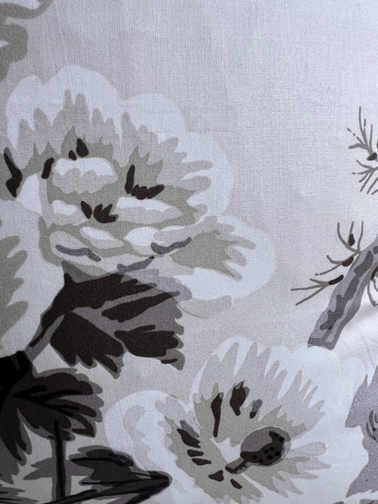 Schumacher Luxury Designer "Pyne Hollyhock" Charcoal Floral White Grey Cushion Pillow Sofa Cover