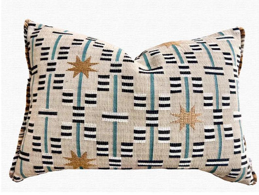 Sister Ashby Pillow Cover Afua in Walnut Colourway Starburst Blue Tan Olive Ivory Pillow Cushion Cover