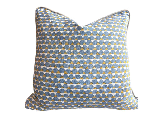 Cushions Made In Fermoie Blue Tara 009 Blue Yellow Fabric Linen Cushion Pillow Throw Cover