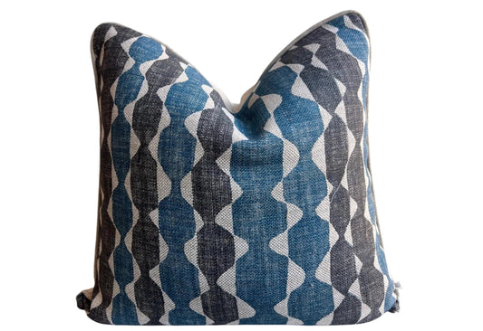 Fermoie Whittle Luxury Designer Decorative Grey Blue Neutral Linen Cushion Pillow Throw Cover