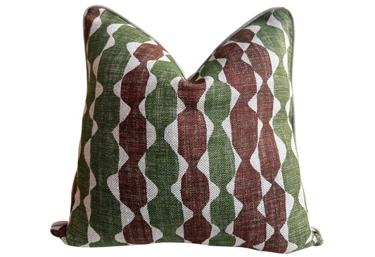 Fermoie Whittle Luxury Designer Decorative Green Brown Neutral Linen Cushion Pillow Throw Cover