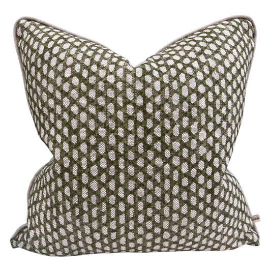 Fermoie Wicker Luxury Designer Decorative Olive Green Linen Cushion Pillow Throw Cover