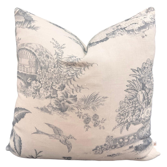 Chivasso Whisperers Garden Luxury Designer Toile Linen Grey Sofa Cushion Pillow Cover
