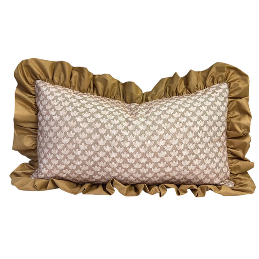 Cushions Made In Fermoie Eythorne Luxury Frilled Lumbar Beige Mustard Neutral Cotton Cushion Pillow Throw Cover