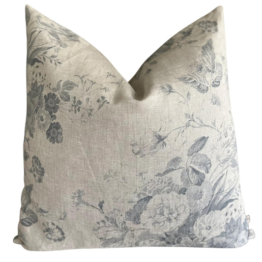 Cabbages and Roses Constance Designer Linen French Blue Vintage Shabby Chic Cushion Cover