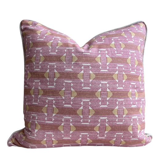 Fermoie Sicily Cotton Cushion Cover: Pink Yellow Designer Pillow
