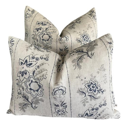 Cabbages and Roses India Rose Blue Luxury Designer Vintage Cushion Pillow Cover