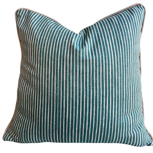 Cushions Made In Fermoie Luxury Designer Poulton Stripe Teal Green Cushion Pillow Throw Cover