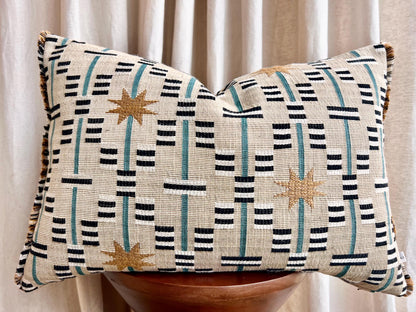 Sister Ashby Pillow Cover Afua in Walnut Colourway Starburst Blue Tan Olive Ivory Pillow Cushion Cover