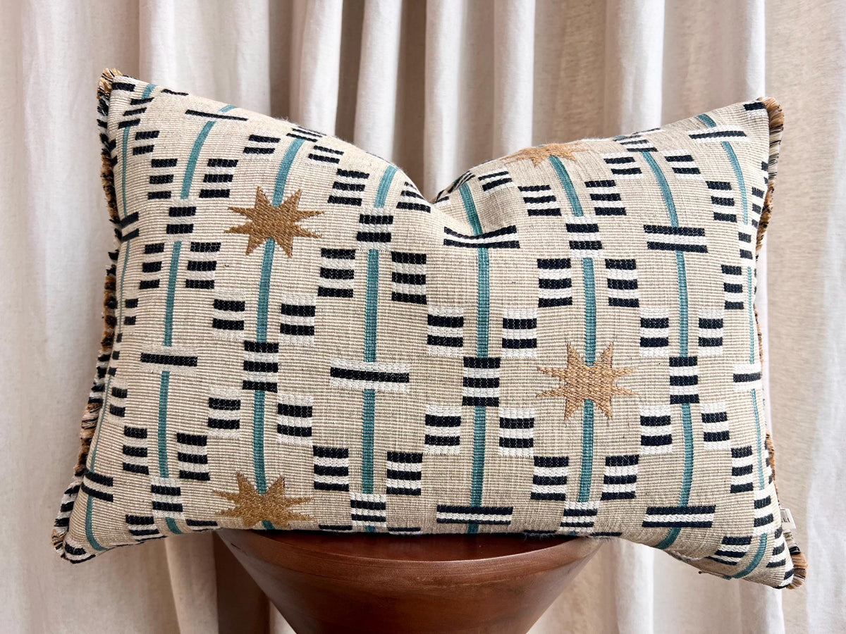 Sister Ashby Pillow Cover Afua in Walnut Colourway Starburst Blue Tan Olive Ivory Pillow Cushion Cover