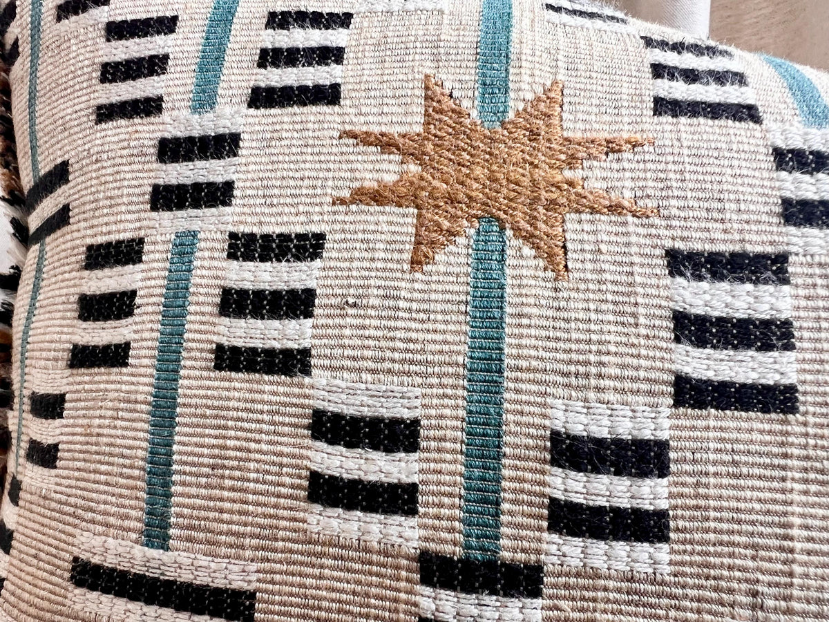 Sister Ashby Pillow Cover Afua in Walnut Colourway Starburst Blue Tan Olive Ivory Pillow Cushion Cover