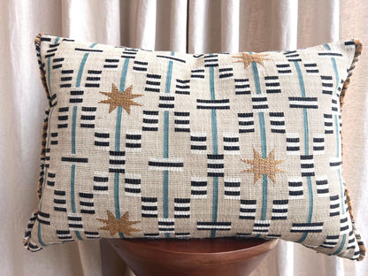 Sister Ashby Pillow Cover Afua in Walnut Colourway Starburst Blue Tan Olive Ivory Pillow Cushion Cover