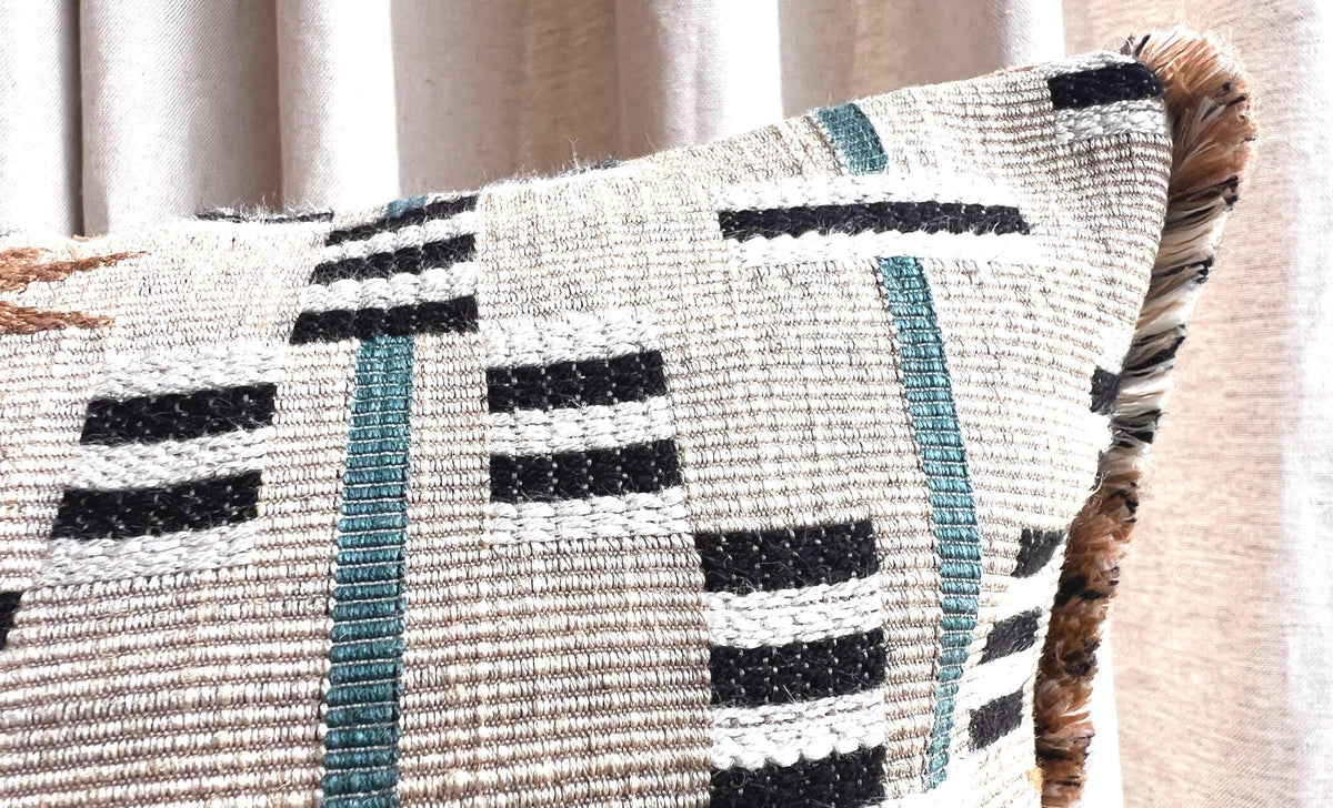 Sister Ashby Pillow Cover Afua in Walnut Colourway Starburst Blue Tan Olive Ivory Pillow Cushion Cover