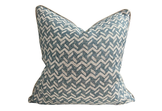 Fermoie Chiltern Luxury Designer Decorative Neutral Blue Linen Cushion Pillow Throw Cover