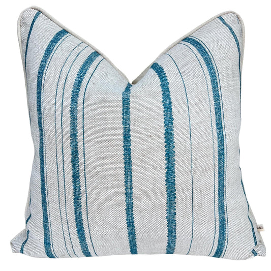 Cushions Made In Fermoie Carskiey Single Stripe Bright Blue Linen Cushion Pillow Cover