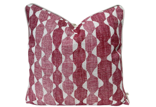 Fermoie Whittle Cushion Cover Luxury Rich Raspberry Red Linen Throw Pillow