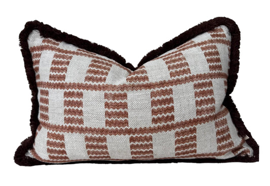 Cushions Made In Fermoie Cove Linen Luxury Rust Brush Fringe Cushion Pillow Throw Cover