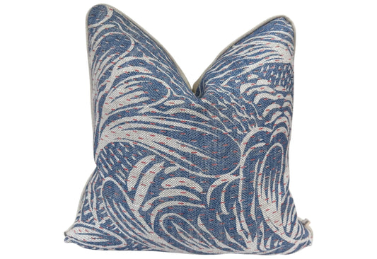 Fermoie Savernake Fabric Designer Decorative Rich Blue Linen Cushion Pillow Throw Cover