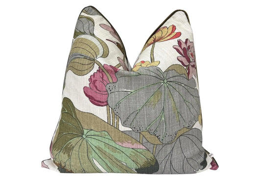 GP & J Baker Nympheus Taupe Beige Luxury Designer Linen Decorative Cushion Throw Pillow Cover
