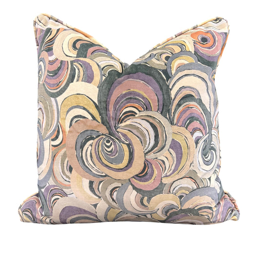 Boeme Luxury Designer Contemporary Taupe Grey Mauve Velvet Cushion Throw Pillow Cover