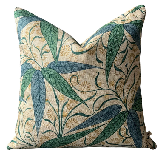 William Morris Luxury Designer Bamboo Vintage Blue Green Cushion Pillow Cover