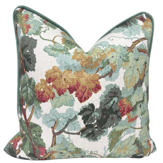 Schumacher Luxury Designer Arbor Vine Cream Green Decorative Cushion Pillow Sofa Cover