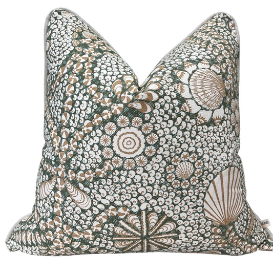 Cushions Made In Fermoie Shell Grotto Luxury Designer Decorative Beige Green Cotton Cushion Pillow Throw Cover