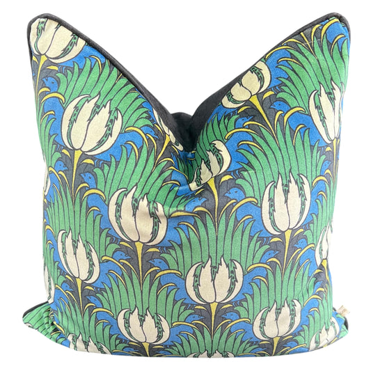 Sanderson Luxury Designer Tulip and Bird Blue Green Black Cushion Pillow Throw Cover