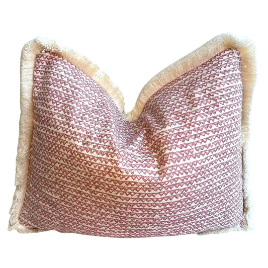 Cushions Made In Fermoie Mendip Pink Neutral Cotton Cushion Pillow Throw Cover Brush Fringe