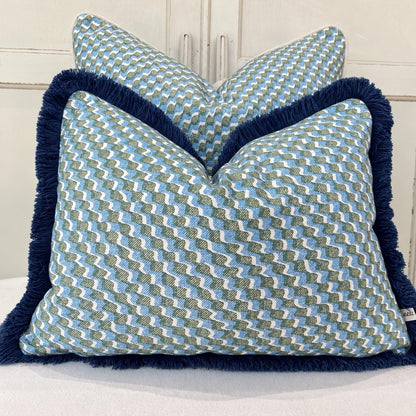 Cushions Made In Fermoie Ruffle Blue Green Cotton Decorative Sofa Throw Pillow Cover