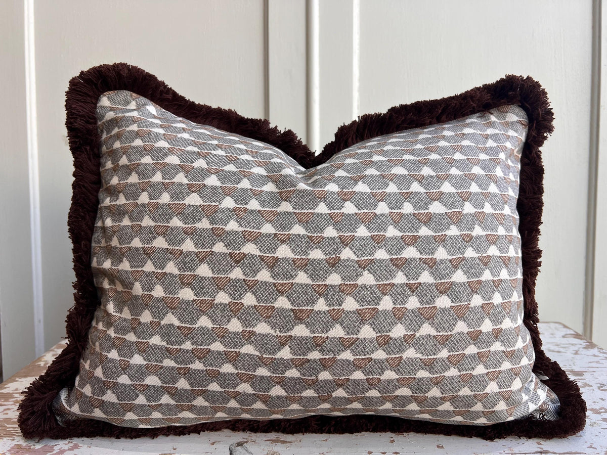 Cushions Made In Fermoie Brown Grey Fringe Tara Fabric Linen Cushion Pillow Throw Cover