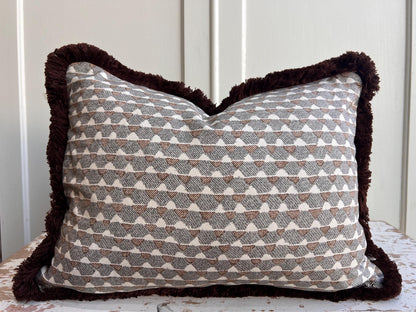 Cushions Made In Fermoie Brown Grey Fringe Tara Fabric Linen Cushion Pillow Throw Cover