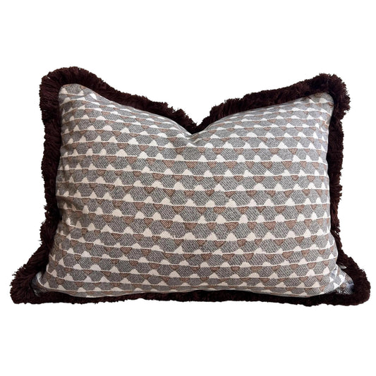 Cushions Made In Fermoie Brown Grey Fringe Tara Fabric Linen Cushion Pillow Throw Cover