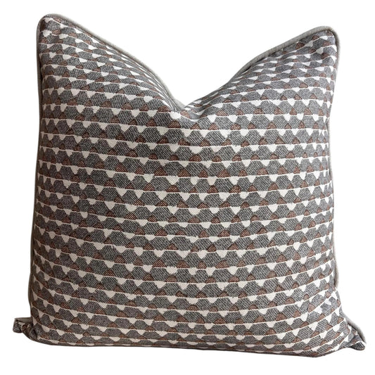 Cushions Made In Fermoie Blue Tara 014 Mid Grey Brown Neutral Fabric Linen Cushion Pillow Throw Cover