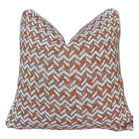 Fermoie Chiltern Luxury Designer Decorative Neutral Orange Linen Cushion Pillow Throw Cover