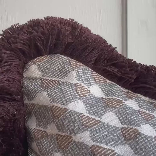 Cushions Made In Fermoie Brown Grey Fringe Tara Fabric Linen Cushion Pillow Throw Cover