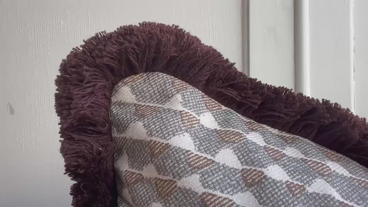Cushions Made In Fermoie Brown Grey Fringe Tara Fabric Linen Cushion Pillow Throw Cover