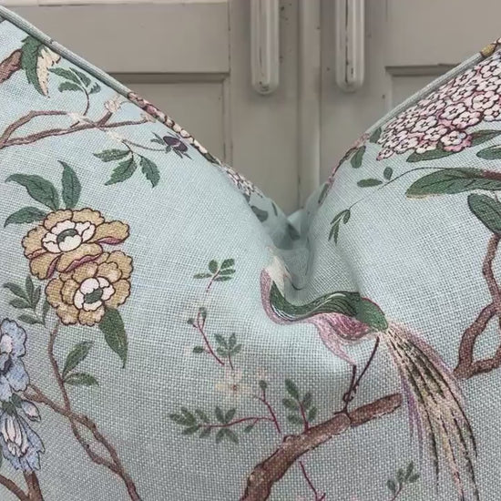 GP & J Baker Oriental Bird Luxury Designer Duckegg Double Sided Cushion Pillow Cover