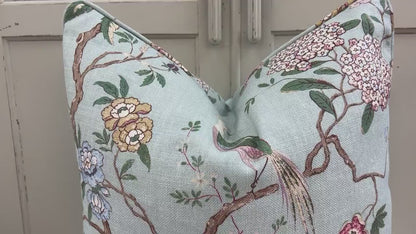 GP & J Baker Oriental Bird Luxury Designer Duckegg Double Sided Cushion Pillow Cover