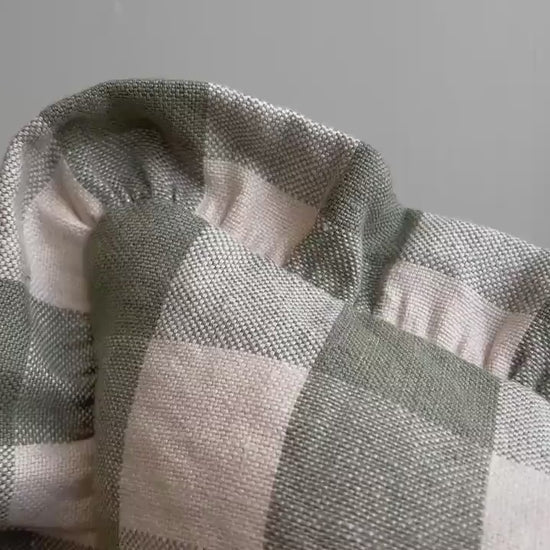 Cushions Made Linen Cotton Luxury Designer Pale Green Check Cushion Pillow Throw Cover Green Ruffle Frill