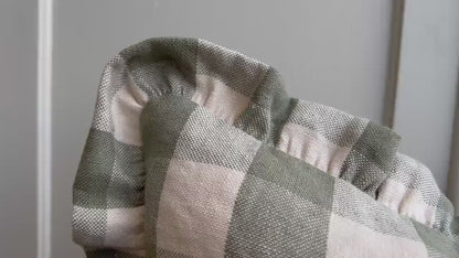 Cushions Made Linen Cotton Luxury Designer Pale Green Check Cushion Pillow Throw Cover Green Ruffle Frill