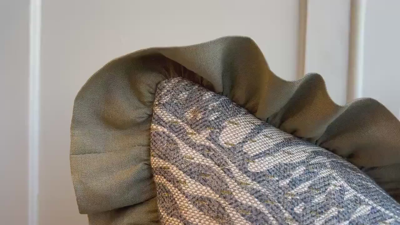 Cushions Made In Fermoie Savernake Linen Luxury Designer Decorative Pale Blue Cushion Pillow Throw Cover Green Ruffle Frill