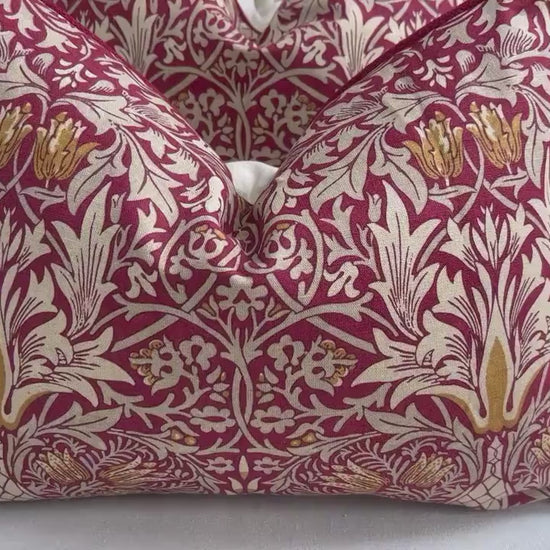 William Morris Snakeshead Red Claret Fabric Vintage Designer Cushion Pillow Cover