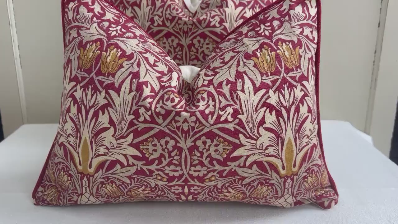 William Morris Snakeshead Red Claret Fabric Vintage Designer Cushion Pillow Cover