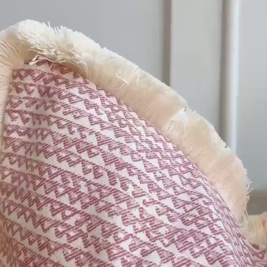 Cushions Made In Fermoie Mendip Pink Neutral Cotton Cushion Pillow Throw Cover Brush Fringe